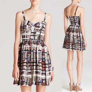 Amanda Uprichard 100% Silk Abstract Floral Leopard‎ Mini Strappy Dress Medium